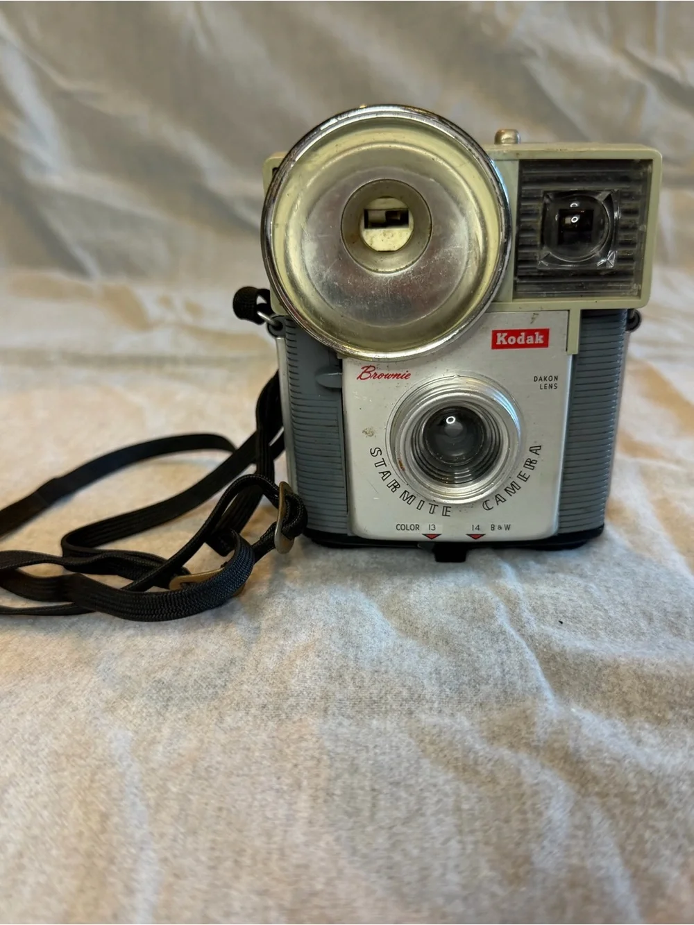 Kodak Brownie Starmite film camera in Silver and Gray with Chrome Flash